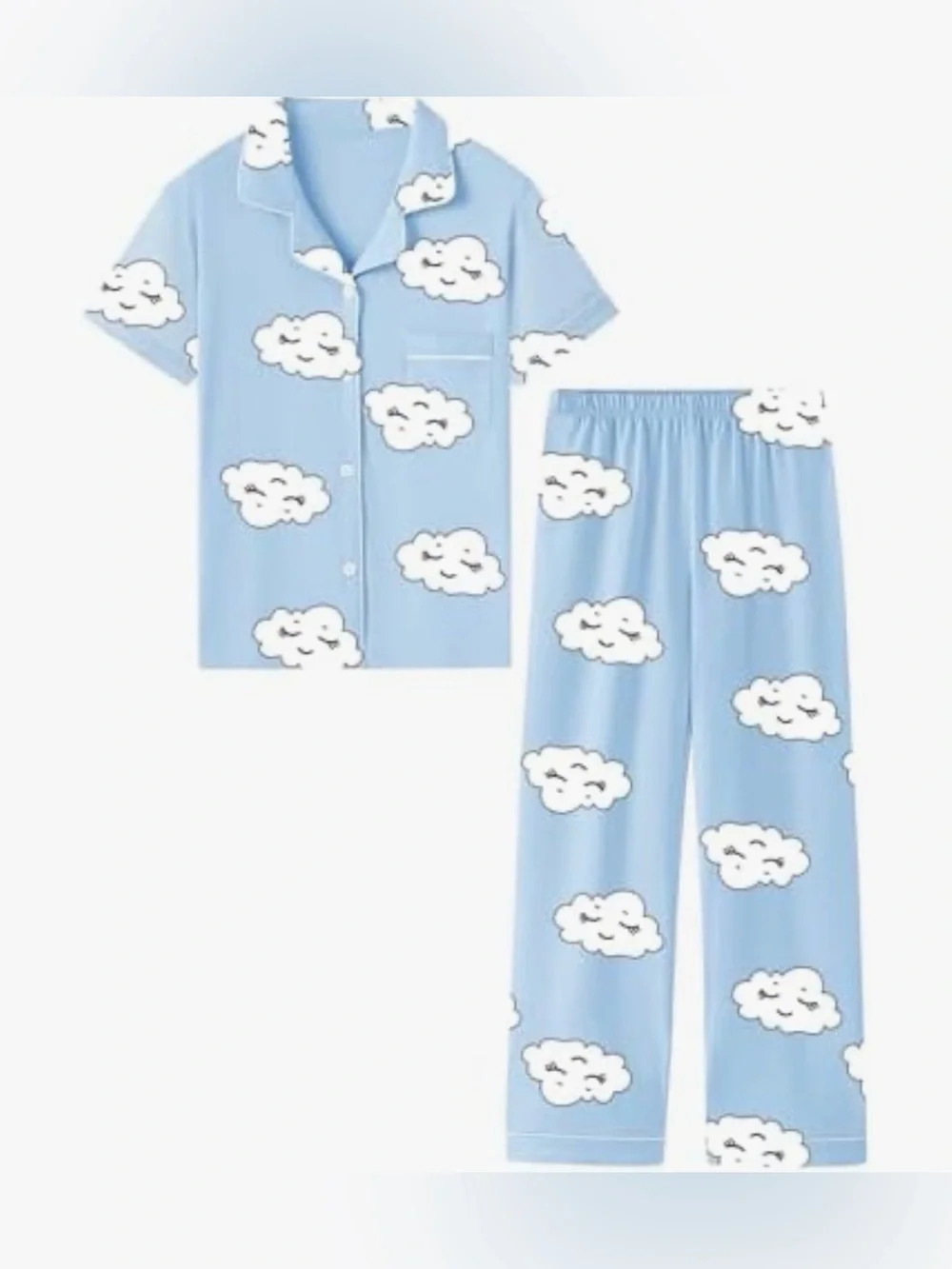 Girls 100% Cotton Button Down Short Sleeve Pajama Set